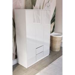 Home Discount Glinton 3 Door 2 Drawer High Gloss Wardrobe