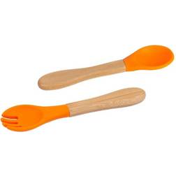 Tiny Dining Bamboo Baby Weaning Fork & Spoon Set Orange One Size