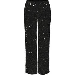 Pieces Kam Sequin Wide leg Trousers - Black