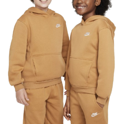 Nike Big Kid's Sportswear Club Fleece Pullover Hoodie - Flax/White (FD3000-224)