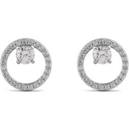 Swarovski Circle Stud Earrings, Silver