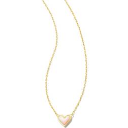 Kendra Scott Framed Ari Heart Short Pendant Necklace - Gold/White