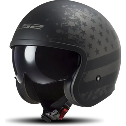 LS2 OF599 Spitfire II Matt Black Flag Jet Helmet