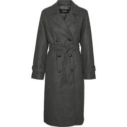 Vero Moda Fortune Vega Long Trenchcoat - Gray/Dark Grey Melange