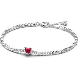 Pandora Red Sparkling Heart Tennis Bracelet 7.1