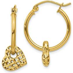 Quality Gold Moveable Heart Hoop Earrings - Gold