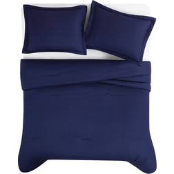 Brooklyn Loom Flax Linen Comforter Set 3 pc - Navy Bedspread Blue