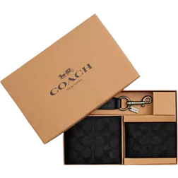 Coach Boxed 3 In 1 Wallet Gift Set In Signature Canvas - Gunmetal/Charcoal/Black