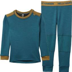 Helly Hansen Kid's LifaMerino Wool Base Layer Set - Dark Green