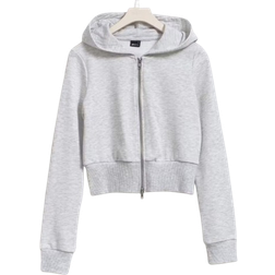 Gina Tricot Zip hoodie - Lt Gray Melange