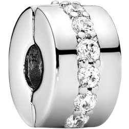 Pandora Clear Sparkling Row Clip Charm - Silver/Transparent