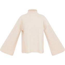 PrettyLittleThing Luxe Rib Knit Oversized Jumper - Oatmeal