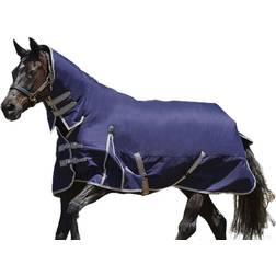 Weatherbeeta Comfitec Essential 220g Mediumweight Combo Neck Turnout Rug - Navy/Silver