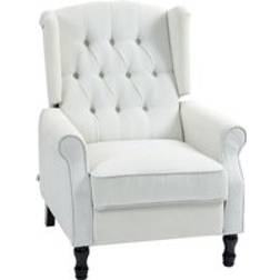 Homcom Manual Reclining Recliner With Footrest Cream White Armchair