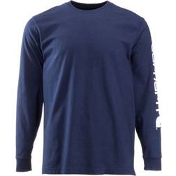 Carhartt Loose Fit Heavyweight Long Logo Sleeve Graphic T-shirt - Navy