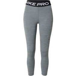 Nike Pro Women's Mid Rise Crop Mesh Panel Leggings - Smoke Grey/Heather/Black/Black