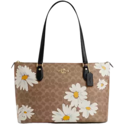 Coach Gallery Tote Bag In Signature Canvas With Floral Print - Gold/Tan Multi