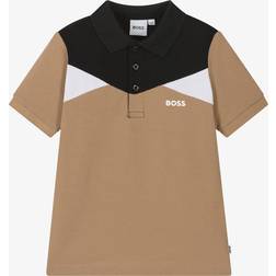 BOSS Colour Block Cotton Polo Shirt - Beige