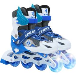 keepgogo Inlineskates, Inline Wheels, mit Leucht, einstellbarer Größe 33-37, Dreifacher Schutz, für Kinder und Jugendliche, Blau