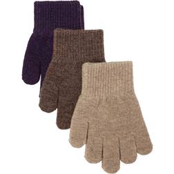 Mikk-Line Magic Knitted Gloves Glitter 3-pack - Nightshade/Chocolate Chip/Doeskin