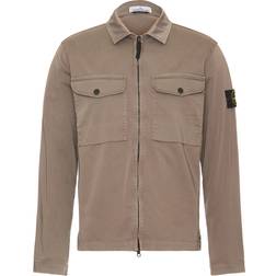 Stone Island 12808 Organic Stretch Cotton Satin Overshirt with Zip Fastening - Nutshell