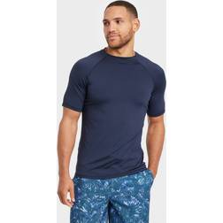 Goodfellow & Co Men's Slim Fit Short Sleeve Rash Guard Swim Shirt Navy Blue