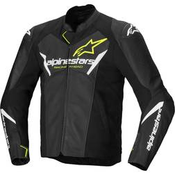 Alpinestars Faster V3 Airflow Leather Jacket - Black/White/Yellow Fluo