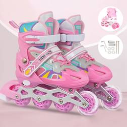 keepgogo Inline Skates, Gang Einstellbar Größe 39-42 Leuchtend, Umschaltbare Doppelreihe, für Kinder Junge Mädchen Erwachsene