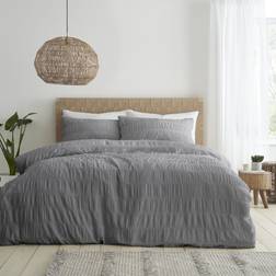 Catherine Lansfield Seersucker Duvet Cover Grey (200x135cm)