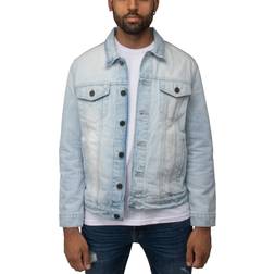 X-Ray Men's Casual Biker Denim Jacket - Bleach Wash