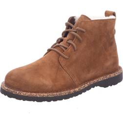 Birkenstock Uppsala Mid Suede/Shearling Lace Up Ankle Boot Dark Tea, Brown, 4, Women