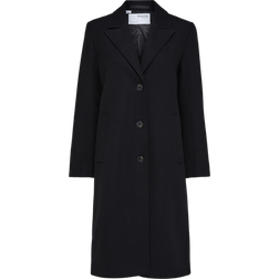 Selected Femme Slfnew Alma Wool Coat Noos Kvinde Sort Overgangsjakker Polyester hos Magasin