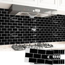 Art3d 20-Pack Kitchen Backsplash Tile Peel and Stick, 12" x 6" Black