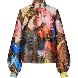 Stine Goya Gathered Long Sleeve Top, 2258 Crinkled Textured Poly Dam Toppar Från Magasin Aquarelle Garden