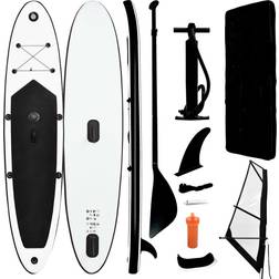 vidaXL Inflatable Stand Up Paddleboard with Sail Set Black and White SUP Board