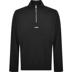 HUGO BOSS Durty244 Zip Neck Sweatshirt with Logo Print - Black