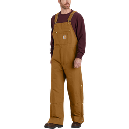 Carhartt Men's Loose Fit Firm Duck Insulated Bib Overall, Brown