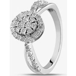 The Jewel Hut Sterling Silver 0.10ct Diamond Oval Cluster Shoulder Set Ring THR31374-10CH