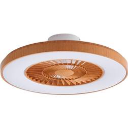 Lindby Teleo Wood Grain/White Ceiling Flush Light 58cm