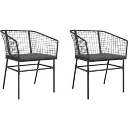 vidaXL Havestole 2 Stk Med Hynder Polyrattan Sort
