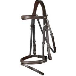 Dyon English Combined Riding Bridle With Snap Hook - Marron