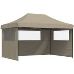 vidaXL Foldable Party Tent Pop-Up with 3 Sidewalls Taupe