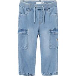 Name It Baggy Fit Cargo Jeans - Medium Blue Denim