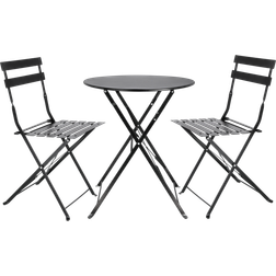 Clas Ohlson Hopfällbart Svart Metall Caféset, Bord inkl. 2 Stolar
