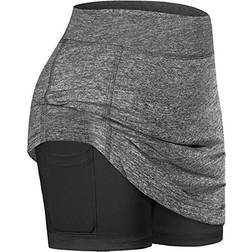 Grandado Women's Tennis Skirt Inner Shorts - Grey