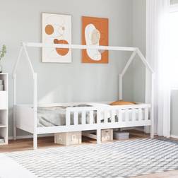 vidaXL Sengeramme Til Husseng 90x200 cm Massivt Fyrretræ Hvid