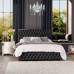 Laurence Llewelyn-Bowen Llewelyn-Bowen Seren King Size Black Mirazzi Velvet Ottoman Bed 160x226cm