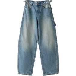Bershka Blå tømrer-jeans med justerbar talje