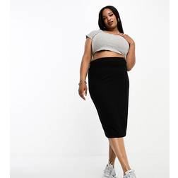 ASOS Curve Jersey Pencil Midi Skirt - Black