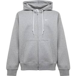 Nike Solo Swoosh Men's Full Zip Hoodie - Dark Grey Heather/White